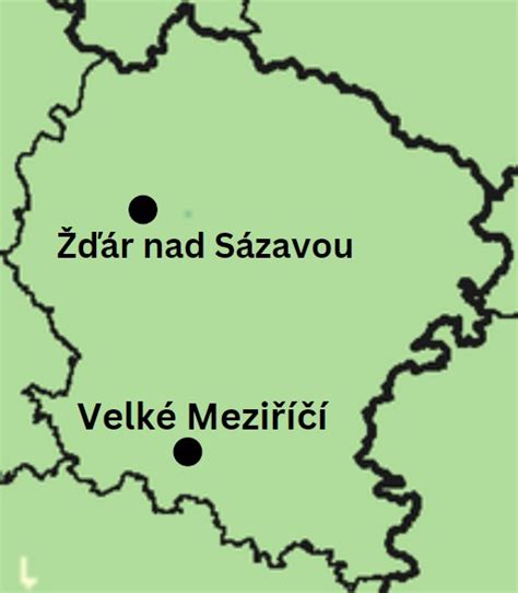 Mapa regiónu Žďár nad Sázavou