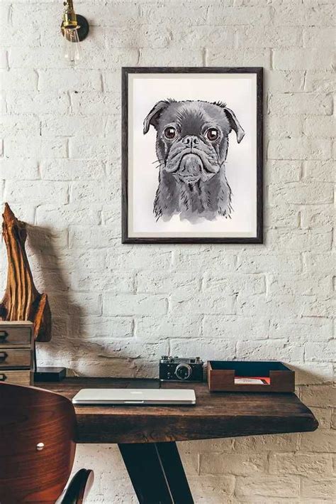 Ilustrácia psa mopsa v interiéri