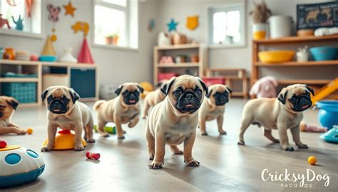 Šteniatko mopsa hrajúce sa s hračkou