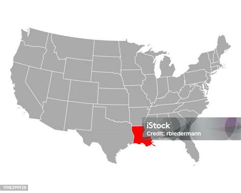 Mapa Louisiany s vyznačeným jazerom Catahoula